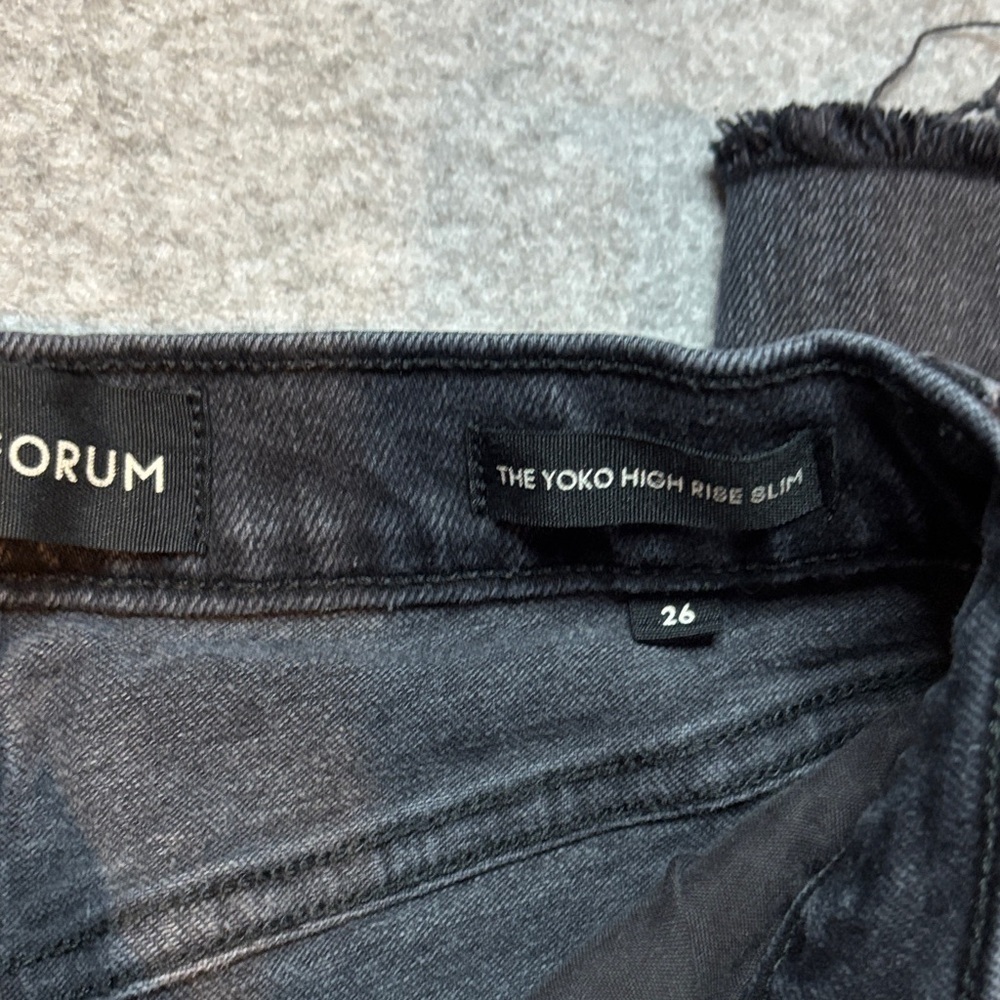 Denim Forum Yoko High Rise Slim Jeans Washed Black Size 26 ππ€ - Picture 9 of 12